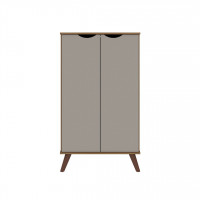 Manhattan Comfort 20PMC11 Hampton Shoe Closet with 4 Shelves Solid Wood Legs in Off White and Maple Cream